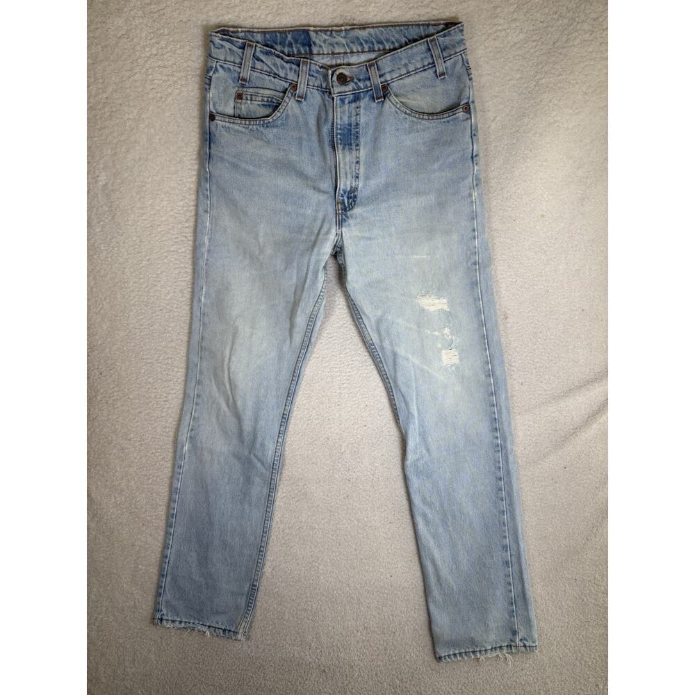 Vintage Levis 505 Jeans 31x32 Orange Tab Blue Light Wash Straight Leg READ!